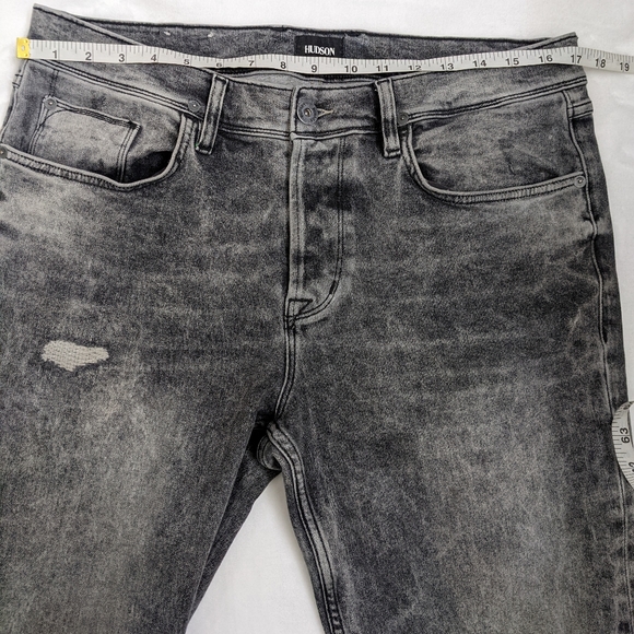 Hudson Sartor Relaxed Skinny Distressed Edgy Graphic Jeans - Picture 4 of 14